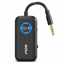 YMOO Bluetooth 5.3 Audio Adapter für Flugzeug, Bluetooth Sender Empfänger mit 3,5mm Klinke, aptx Geringe Latenzzeit, Dual-Link AUX Transmitter für TV/Kopfhörer/Handy Schwarz