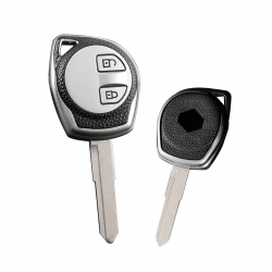 HIBEYO Autoschlüssel Hülle passt für Suzuki Schlüsselhülle Leder Texture Schutzhülle Abdeckung für Suzuki Swift Baleno Grand Vitara Ignis SX4 Wagon für Nissan Pixo Schlüsselbox zubehör-Leder Silber