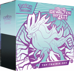 Pokémon Sammelkartenspiel Top-Trainer-Box Karmesin & Purpur – Gewalten der Zeit: Windewoge (1 holografische Vollbild-Promokarte mit Flatterhaar, 9 Boosterpacks & Premium-Zubehör) Windewoge Single