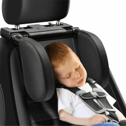 2 Pack KopfstüTze Auto Kinder, 180 Grad Verstellbares Atmungsaktiv Leder Nackenstütze Auto,Nackenkissen Kinder, Geeignet FüR Erwachsene Und Kinder Zum Schlafen Auf Reisen (2PACK Black)