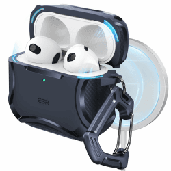ESR für AirPods 4 Hülle (HaloLock), Kompatibel mit AirPods Hülle 4. Generation (2024), Unterstützt kabelloses Laden, Starker Sturzschutz, Magnetischer Deckel, Cyber Serie, Blau Blau AirPods 4(2024)