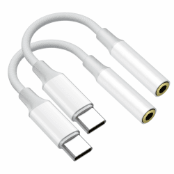 Adapter USB C auf Klinke, 2 Pack USB auf 3.5mm Kopfhörer Jack Adapter, Typ C auf AUX-Audiokabel mit DAC Chip, USB C Klinke Audio Adapter für i-phone16/15 pro/plus/promax/Laptop/Tablet/Smartphone usw.
