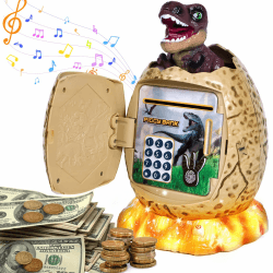 Yellcetoy Spardose für Kinder, Dinosaurier Ei Kinder Safe Elektronische ATM Bank Große Sparbüchse Money Bank Piggy Bank für Jungen Mädchen Passwort Geldsafe Geburtstag Weihnachts Ostern Geschenke Weiß