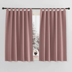 PONY DANCE Kurze Gardinen Küche Modern Schlaufenschal 2er Set H 137 x B 140 cm Thermovorhang gegen Kälte Vorhang Blickdicht Verdunklungsvorhänge mit Schlaufen, Altrosa H137 x B140 cm (2er Pack) Altrosa