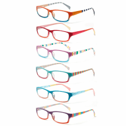 COJWIS 6 pack Lesebrille Blaulichtfilter Brille für Damen Federscharnier Lesehilfe Blendfreie UV Brille Leserbrille Mehrfarbig 2.0 x