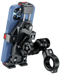 BRCOVAN Aluminiumlegierung Motorrad Handyhalterung mit Vibrationsdämpfer, Diebstahlsichere Handy Motorradhalterung, Verstellbar Lenker Handyhalter für Fahrrad, Roller, ATV, für 4,7-7,2 Zoll Smartphone Schwarz