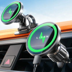 LISEN für Magsafe Autohalterung 15W Handyhalterung Auto mit Ladefunktion Handy Halterung Auto Magsafe Ladegerät Auto Kfz- Handyhalterung Auto Magnet Wireless Charger Auto für iPhone 16 15/14/13/12 Schwarz