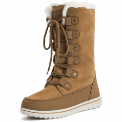 Polar Boot Damen Hoch Dauerhaft Kunstpelz Winter Regen Schnee Wasserdicht Draussen Kalb Stiefel 39 EU Tan Wildleder
