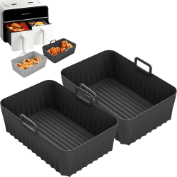2 Pcs Airfryer Silikonform für Ninja AF400EU AF300EU Double Stack XL SL400EU 9.5L, Airfryer Zubehör für Ninja Foodi Max Dual Zone, Air Fryer Accessories für Innsky, Princess Heißluftfritteuse 2 X Schwarz
