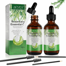 Rosmarinöl Haare Wachstum 2 Stück, 100% Reines Rosemary Oil for Hair, Wimpern, Augenbrauen, Gesicht, Hautpflege, Körpermassage, Wachstum fördern, Nährt die Kopfhaut, Verbessert die Blutzirkulation 60 ml (2er Pack)