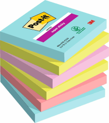 Post-it Super Sticky Notes Cosmic Collection, Packung mit 6 Blöcken, 90 Blatt pro Block, 76 mm x 76 mm, Türkis, Grün, Pink - Extra-stark klebende Notizzettel für Notizen, To-Do-Listen und Erinnerungen Kosmisch 76 mm x 76 mm