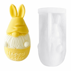 3D Ostereier Silikonform Kerze, Ostern Wichtel Kerzeform, Kaninchen Ei Zwerge Silikonform Handgefertigte Kerzenform Ostereierform DIY Fondant Pralinen Backformchen Ostern Wichtel (A)