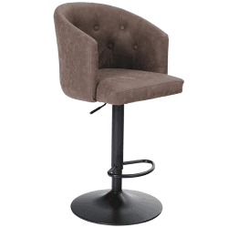 ALPHA HOME Drehbarer Barhocker Höhenverstellbarer Airlift Barhocker Küche Esszimmer Café Hydraulischer Barhocker aus PU-Leder mit gepolsterter Rückenlehne und verchromtem Metallsockel, braun.1PC 1 Braun-brown