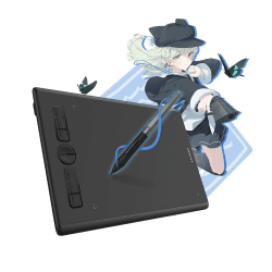 HUION H580X Grafiktablett mit batterielosem Stylus und 8 Express-Tasten, Zeichentablett kompatibel mit Chrome OS, geeignet für Malerei, Romote Bildung und Büro HUION Inspiroy H580X (8×5 Pouces)
