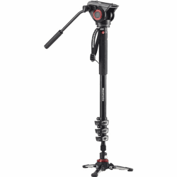 Manfrotto Video Monopod XPRO+, Kamera- und Videostativ mit Videokopf, 4-Segment-Ausführung in Aluminium mit Fluid Base, Fotografie-Zubehör für Content Creation, Video und Vlogging Single