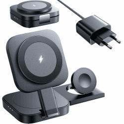 LISEN 3 in 1 Ladestation, Mehrere Geräte Magsafe Ladestation Apple Watch und iPhone 16, Reisen Wireless Charger Stand Bequem iPhone Ladestation Fit Apple Watch Airpods 16 Schwarz