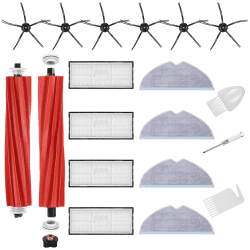 ZEYXINH 18pc Ersatzteile Zubehör für Xiaomi Roborock S7 S7 Plus S7 MaxV S7 Pro S7 MaxV Ultra T7 T7S Plus Staubsauger Zubehörset, 2 Hauptbürsten, 4 HEPA Filter, 6 Seitenbürsten, 6 Tücher Roborock S7 Serie