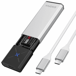 iDsonix M.2 NVMe PCIe SSD Gehäuse Adapter[Werkzeugfrei][Aluminium], NVMe zu USB C 3.2 Gen 2 10Gbps NVMe PCIe Externes Gehäuse, Unterstützt M-Key/B+M Key, mit UASP Trim für 2230/2242/2260/2280 SSD Argent