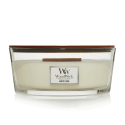 Ellipsenförmige WoodWick Duftkerze mit knisterndem Docht, White Teak, bis zu 50 Stunden Brenndauer,Large, Ellipse, 454g 454g White Teak