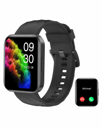 RUIMEN Smartwatch Damen Herren mit Telefonfunktion Fitnessuhr Schrittzähler Uhr mit Pulsmesser SpO2 Messung Schlafüberwachung Nachrichten Multi Trainingsmodi Smart Watch Wasserdicht Für Android iOS Black
