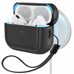 ESR für Airpods Pro 2 Hülle (2023/2022/2019) mit HaloLock, kompatibel mit AirPods Pro 2./1. Generation, MagSafe Ready, USB-C/Lightning Kabel, Hybrid Sturzschutz, Schwarz Schwarz AirPods Pro(2023/2022/2019)