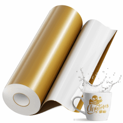 EPRCUT Vinylfolie Plotter, Plotterfolie Vinyl Rolle Golden Glänzende 30,5 x 1524cm Wasserdicht Selbstklebende Folie Permanentes Dauerhaften Aufklebern für Cricut, DIY, Bastelprojekte, Party 30,5cm x 1524cm Gold
