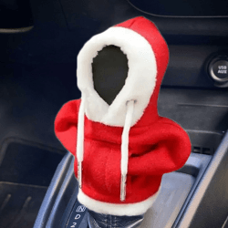 Neamou Schaltknauf Abdeckung Hoodie Weihnachtsdeko, Weihnachts Hoodie Auto Zubehör Innenraum, Weihnachtshoodie Auto Accessoires, schalthebel Hoodie Weihnachten Deko Rot