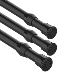 3 Stücks Teleskopstange zum Klemmen, Spannstange ohne Bohren, Ausziehbar Vorhangstange Teleskop Gardinenstange für Schrank Kleiderschrank - Schwarz,71-120CM(Durchmesser 13mm) Schwarz 71-120CM(3Stücks)