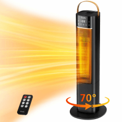 Heizlüfter Energiesparend 2000W Grelife PTC Ceramic Heater mit Fernbedienung 70° oszillierend, 3 Modi, 12 Stunden Timer, Überhitzungs- und Kippschutz tragbar für Schlafzimmer, Büro 66CM