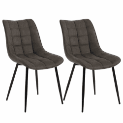 WOLTU Esszimmerstühle BH247dgr-2 2er Set Küchenstuhl Polsterstuhl Wohnzimmerstuhl Sessel mit Rückenlehne, Sitzfläche aus Stoffbezug, Metallbeine, Dunkelgrau Dunkelgrau Stoffbezug