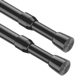 2 Stücks Klemmstange für Gardinen, Spannstange ohne Bohren, Teleskopstange zum Klemmen, Feder Gardinenstange zum Klemmen, für Küchen Schlafräume Bäder - Schwarz,80-130CM(Durchmesser 16mm) Schwarz 80-130CM(2Stücks)