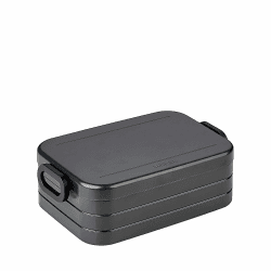 Mepal Brotdose Midi – Brotdose To Go - Lunchbox für 2 Sandwiches oder 4 Brotscheiben - Meal Prep Box - Brotdose Erwachsene - Essenbox mit Unterteilung - Nordic black Medium 03. Nordic Black