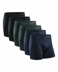 DANISH ENDURANCE 6er Pack Boxershorts Herren, Weiche Baumwolle, Unterhosen Männer mit Stretch, Bequem & Ohne Zettel, Mit Eingriff oder ohne XXL Mehrfarbig (2xschwarz, 2xblau Melange, 2x Grün)