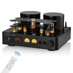 Nobsound 100W+100W Hybrid Röhrenverstärker HiFi-Verstärker Integrierte Endstufe USB-Player mit RCA/Bluetooth/USB/Coax/Opt Input (schwarz)