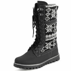Polar Damen Schnee Dauerhaft Draussen Thermal Winter Warm Wasserdicht Mittelhoher Stiefel 40 EU Schwarz Gestrickt