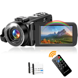 Videokamera Camcorder 2.7K 48MP 16X Digital Zoom Kamera Recorder für YouTube 3.0 Zoll LCD Bildschirm Vlogging Kamera mit Batterien, LED-Fülllicht, Fernbedienung V20