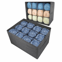 EASEVE 2 Stück Kleiderschrank Organizer Schublade Aufbewahrungsbox für Kleidung - 12 Zellen Schubladen Ordnungssystem Schrank Kleider Aufbewahrung Boxen für Jeans, Hosen, Handtuch, Shirt, Pullover 2 Stück Grau