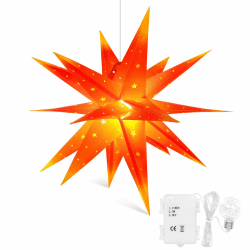 3D Weihnachtsstern Beleuchtet Außen Batterie mit Timer (45cm, Rot-Gelb) φ45 X 45cm Rot-gelb