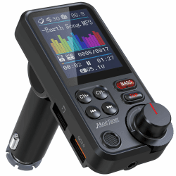 Nulaxy Bluetooth Adapter Auto, Starkes Mikrofon FM Transmitter Auto Bluetooth mit 1,8-Zoll-Farbbildschirm für Freisprechanrufe, unterstützt QC3.0-Lade-, Höhen- und Bassmusik-Player - KM30 Schwarz