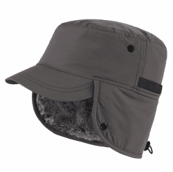 Magracy Outdoor Herren Winter Baseball Cap mit Visier Warm Earflap Hut Trapper Jagd Hut Einheitsgröße Dunkelgrau