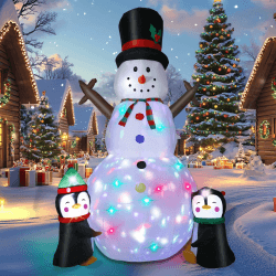 Wothfav 8FT/244CM Weihnachtsdeko Aussen Schneemann Aufblasbares, Eingebaute Bunte Rotierenden LED Leuchten Yard Dekoration Schneeball Schlauchboote Drinnen Draußen Schneemann Weihnachtsdekorationen