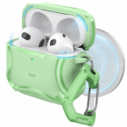 ESR für AirPods 4 Hülle (HaloLock), Kompatibel mit AirPods Hülle 4. Generation (2024), Unterstützt kabelloses Laden, Starker Sturzschutz, Magnetischer Deckel, Cyber Serie, Hellgrün Hellgrün AirPods 4(2024)