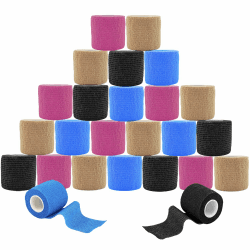 ANAMPION Selbsthaftende Bandage 24Rollen,5cmx4.5m Non-Woven Haftbandage Selbstklebend für Mensch und Tier,Flexibel Selbstklebender Verband für Sprunggelenke Schwellung,Sport,Haustiere(4-Farbe Mix) 24 Rollen 4-farbe Mix