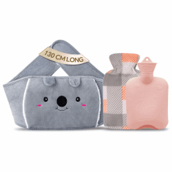Wärmflasche Wärmflaschengürtel 130cm Extra Langer Koala Wärmflasche aus Gummi mit weichem Taillen-Bezug, Wärmflasche für Nacken und Schulter, Rücken, Beine, Taillenwärmung Pink-heart