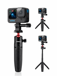 Lammcou Action Kamera Mini Stativ mit Verlängerungsstange Kompatibel mit GoPro, Handstativ & Stativhalterung für Hero 13 12 11 10 9 Fusion Max Insta-360 Go 3 X3 Yi Actioncam Tripod Zubehör