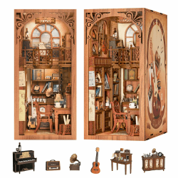 CUTEBEE Book Nook DIY Kit – DIY Puppenhäuser Miniatur Haus Kit mit Möbeln und LED-Licht, 3D Puzzle Buchstützen aus Holz, Modellbausätze für Erwachsene zum Bauen,The Secret Rhythm C The Secret Rhythm