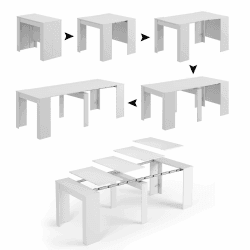 Dmora - Ausziehbarer Tisch Compton, ausziehbarer Esstisch, Tisch mit Erweiterungen ausziehbar auf bis zu 10 Sitzplätze, 51/237 x 90 x 78 cm, glänzendes Weiß Bianco