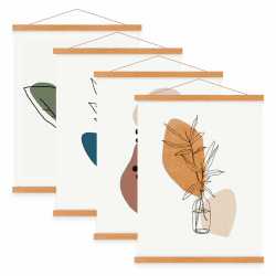 Sanauto 4 Set A2 Posterleiste Posterschiene Posterleisten, Magnet Magnetische Holz Poster Aufhänger Halter Rahmen Leisten Bilder Bild Bilderleiste Bilderrahmen 42x30 42x59 (42cm,Teakholz,4 Packungen) Teak 42 cm,4 Packungen