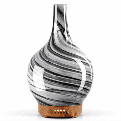 Porseme Aroma Diffuser Glas Luftbefeuchter,Diffusor aus Kunst Glas Ultraschall Leise,7 farbwechselnde LEDs Raumbefeuchter,BPA Frei für Wohnung Yoga SPA mit Timer Weihnachten Geschenk für Frauen 100 Ml Ink Aladdin