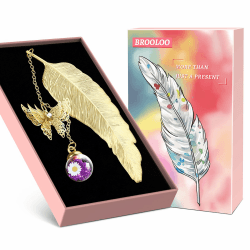 Geschenke für Frauen Lehrerinnen Mama Weihnachten: Feder Metall Lesezeichen Ausgefallene Kleine Geburtstag Weihnachtsgeschenke für Junge Frauen Mutter Damen Freundin Oma Adventskalender Füllung Ideen Gold